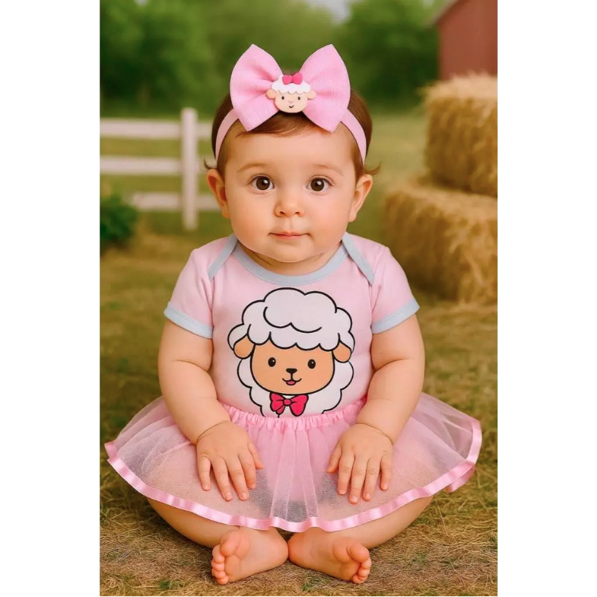 Body Bebê Temático Menina Ovelhinha Body Mesversario Ovelhinha do Senhor Body Menina Mesversario Fantasia para Bebe