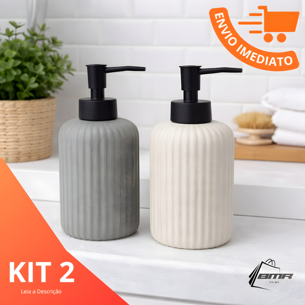 Frasco Porta Sabonete Líquido Dispenser Saboneteira Banheiro Cerâmica Redondo 420 ML TOP Util