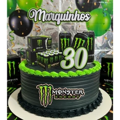 Topo de Bolo Monster M03- Personalizado – Nome e Idade – Decoração – Topper Impresso/3D