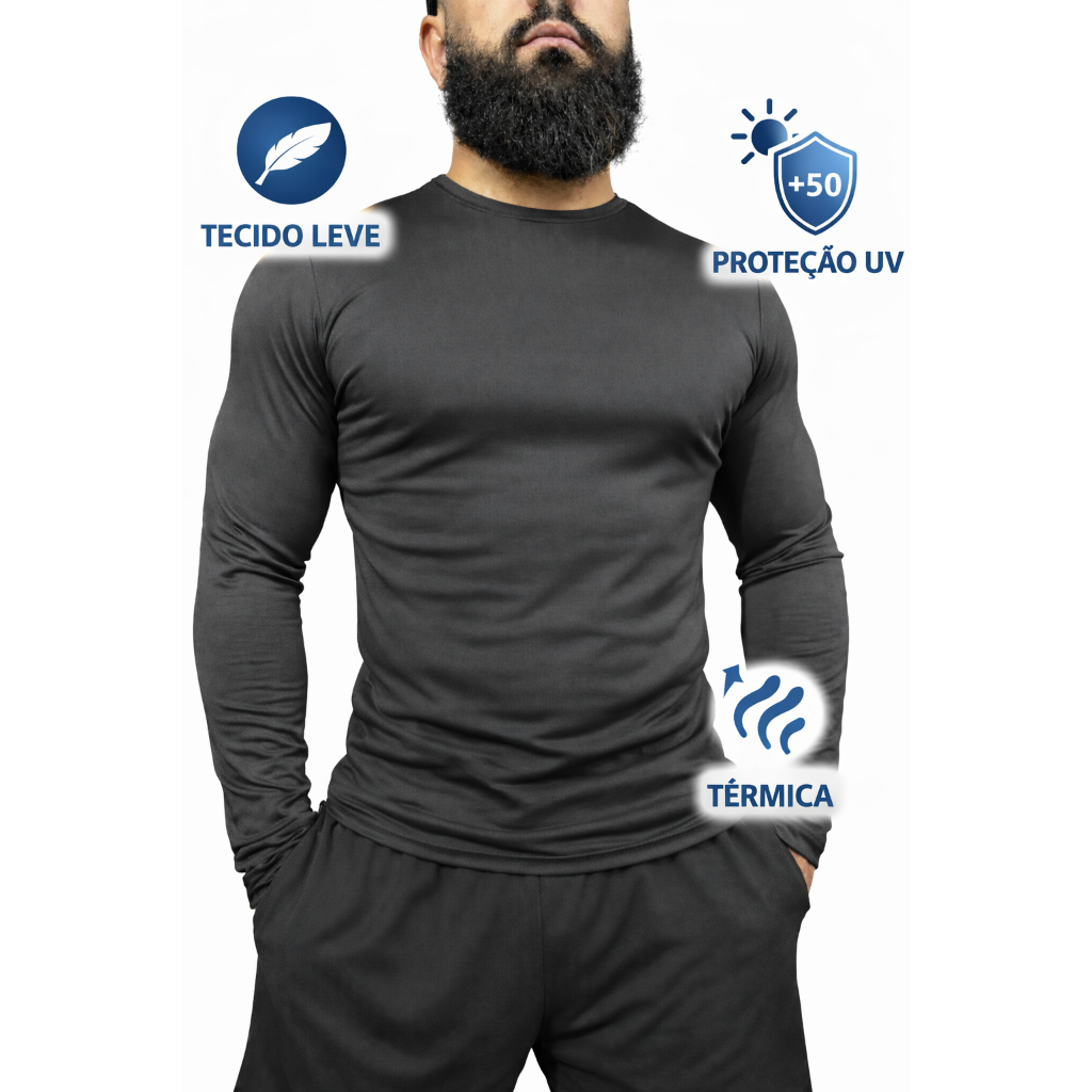 Camiseta Proteção Solar UV 50+ Térmica Slim Dry Fit Segunda Pele em Oferta na Shopee