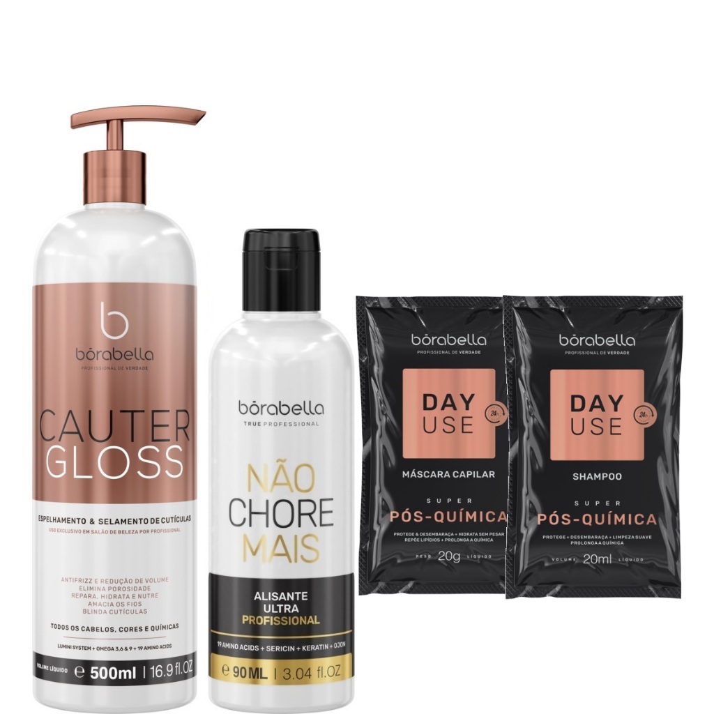 Borabella Cauter Gloss 500ml + Não Chore Mais Step 2 - 90ml em Oferta na Shopee