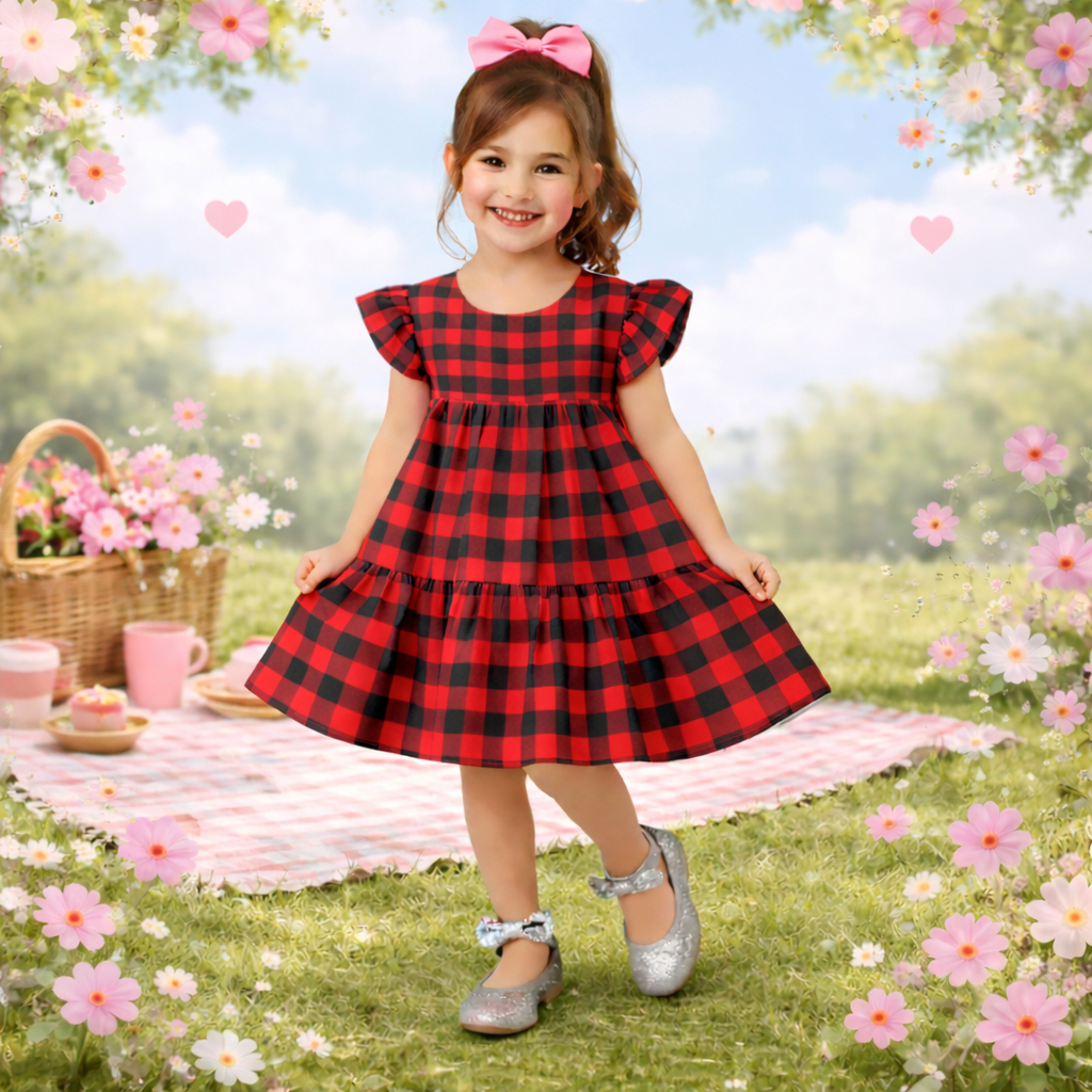 Vestido Infantil Xadrez Vermelho Menina Modelo Marias Festa Junina Roupa Infantil