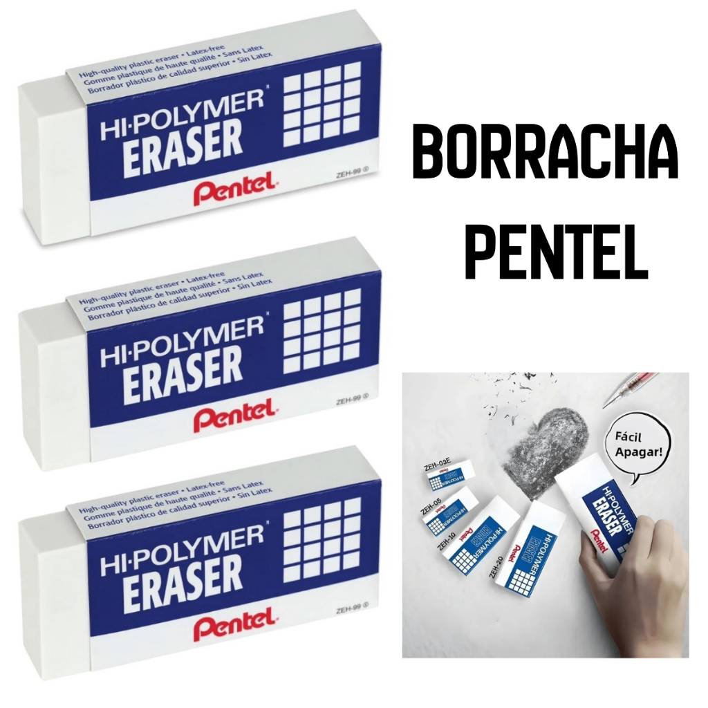Borracha Pentel Hipolymer Branca ZEH-05 Desenho Tecnica 3 Uni