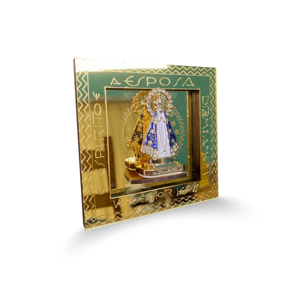 Suporte Acrilico Nossa Senhora Aparecida Kit  Decorado 5/10/15   Presente Católico para Batizado, Crisma e Casamento