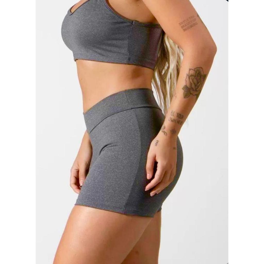 Short Legging Cinza Curto Em Suplex Academia Fitness Corrida Envio Imediato Promoção