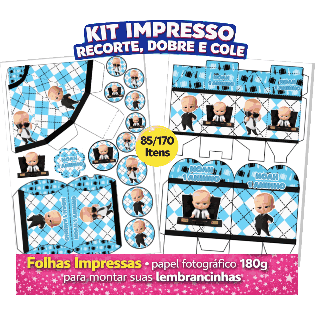 Kit 85/170Itens Lembrancinhas tema PODEROSO CHEFINHO Festa– Kit pegue e monte Personalizado