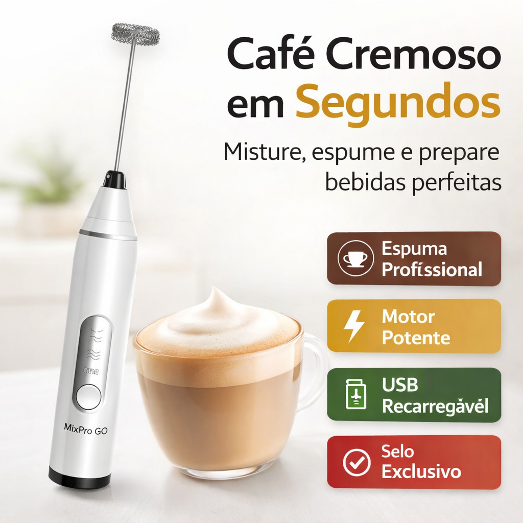 Mini Mixer Elétrico Portátil Recarregável USB MixPro Go Espumador de Leite Café Shake em Oferta na Shopee