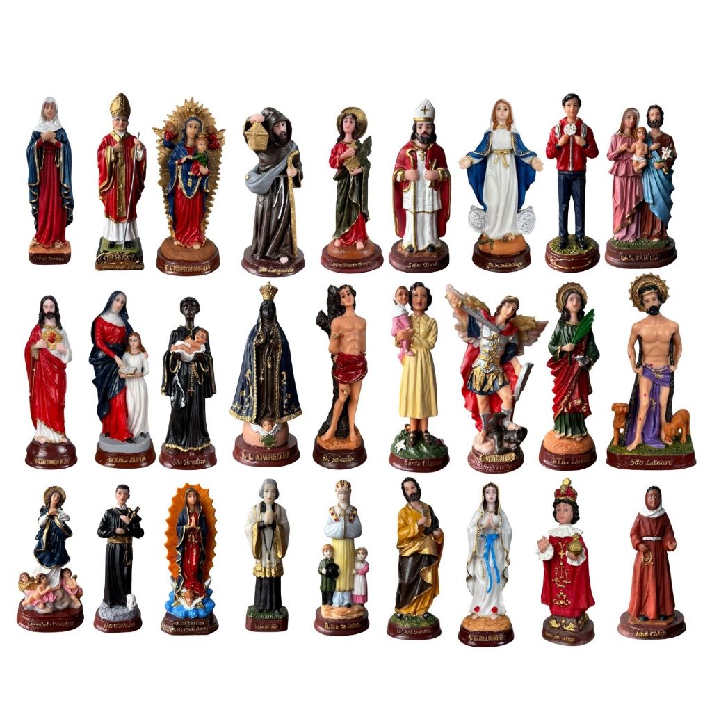 Imagem Religiosa 15cm Resina Pintada à Mão Estátua Católica Decorativa Altar Casa Presente Fé Proteção