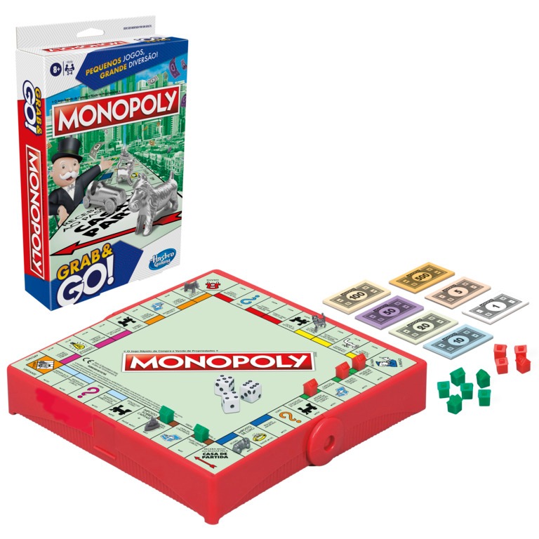 Jogo de Tabueiro Monopoly Clássico Grab & Go! Hasbro F8256