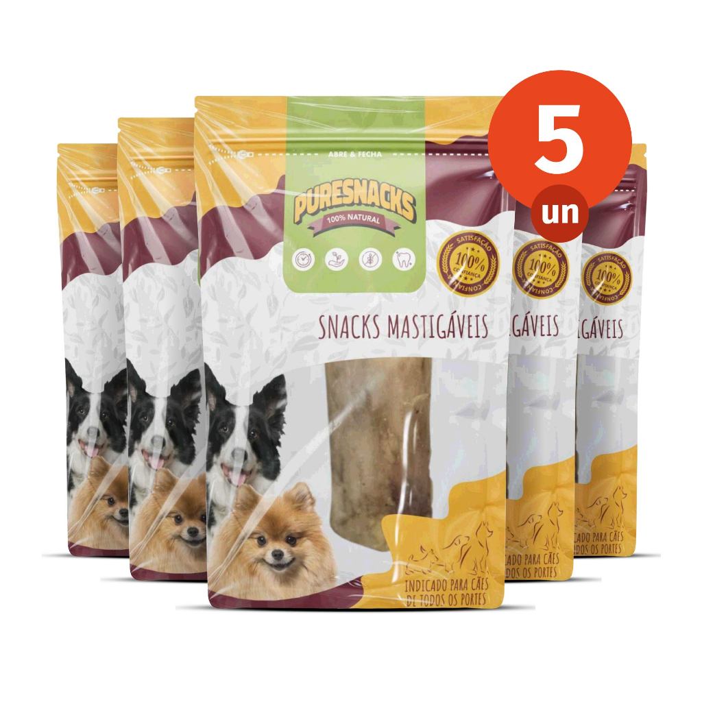 Kit Mordedor Petisco Canelinha Bovina 100% Natural 5 Unidades para Cães PureSnacks 130g em Oferta na Shopee