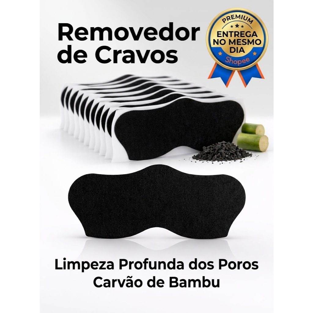 Máscara Carvão Bambu Limpeza Profunda Cravos Nariz Facial