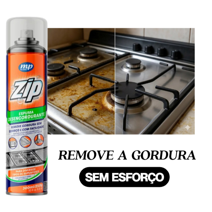 ESPUMA DESENGORDURANTE LIMPA FOGAO FORNO PANELA COZINHA LIMPEZA PESADA ZIP 300ML MY PLACE