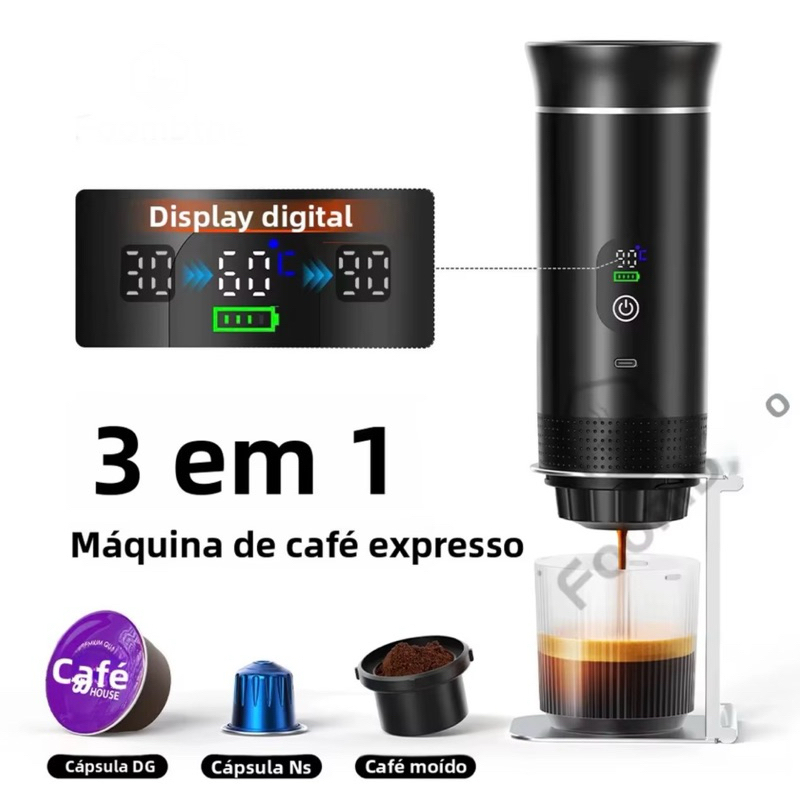 Nova Cafeteira Elétrica Portátil 3 em 1 Esquenta Água Café Espresso