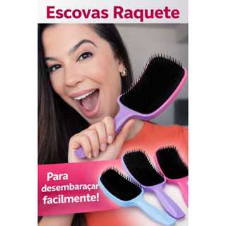 Escova raquete desembaraça fácil os fios em Oferta na Shopee