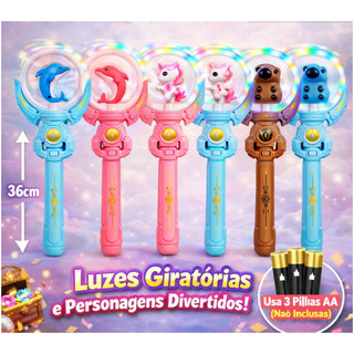 Bastão de LED Varinha Mágica Giratória Com Som e Luz a Pilha Brinquedo Infantil Personalizado