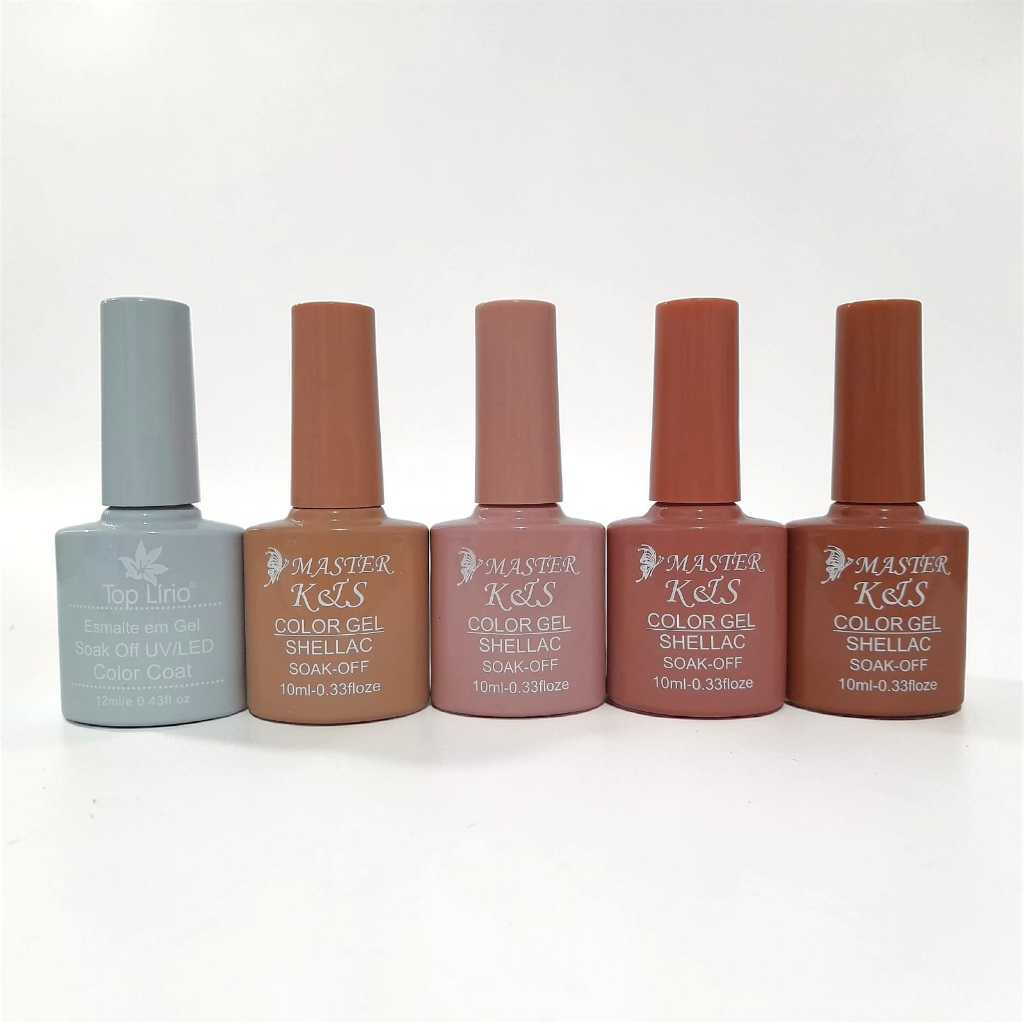 Kit Esmalte de Unhas em Gel tons nude Lirió /XD/k&s LED UV  COLEÇÕES soak-off  10ml kit Manicure