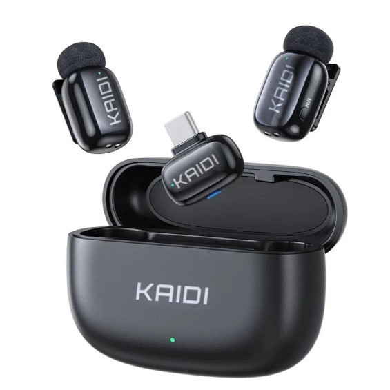 Microfone Lapela Sem Fio com Mudança de Voz por Inteligência Artificial kmf3