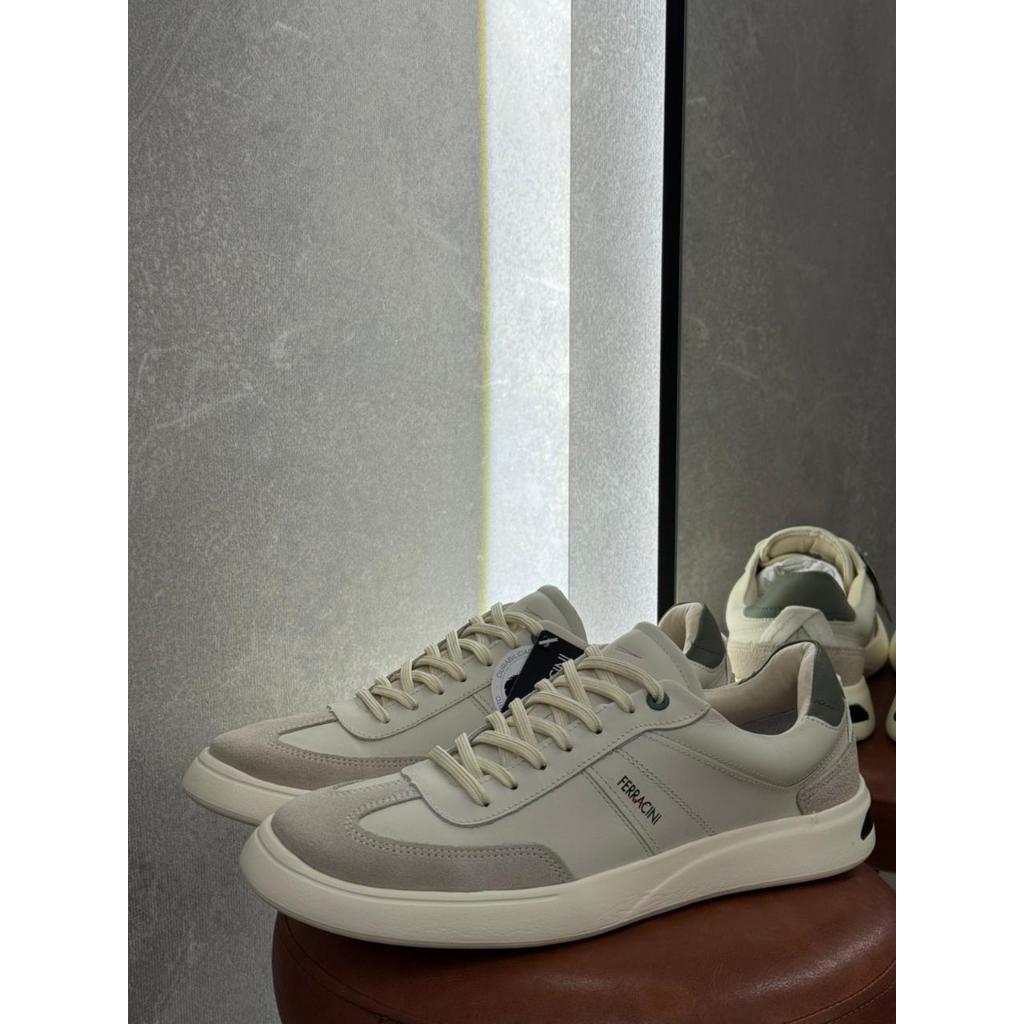SAPATÊNIS MASCULINO FERRACINI COURO NAPA TITANIUM OFF WHITE SOLADO BÚZIOS CREME CASUAL