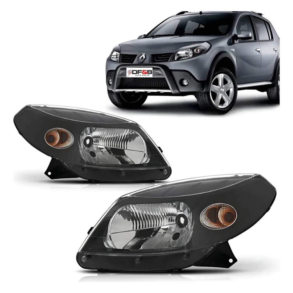 Farol Sandero 07/10 Mascara Negra - (LADO DIREITO OU ESQUERDO)