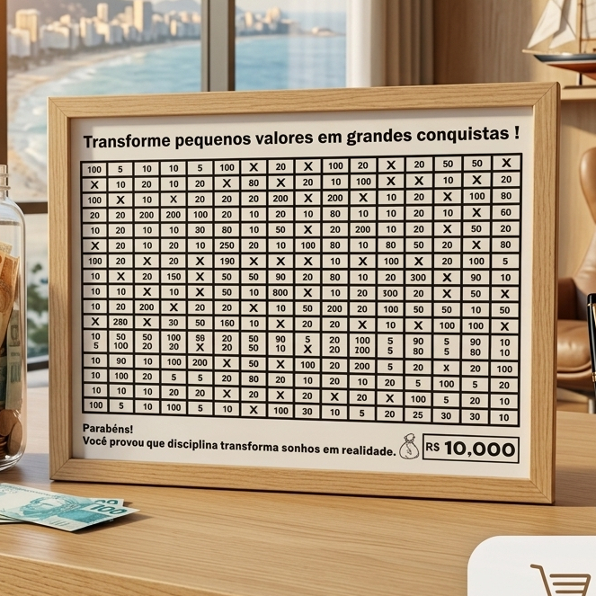 Cofre Desafio Cofrinho Motivacional em MDF Economizar Dinheiro Cofra Japonês