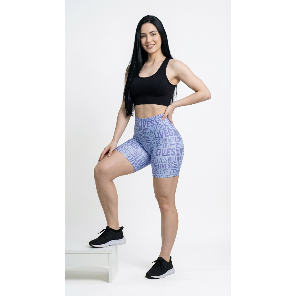 Short Feminino Fitness Estampado Cintura Alta Academia Treino Suplex Confortável | Akaia