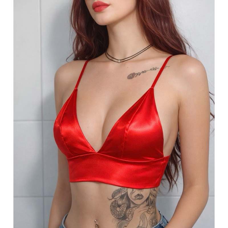Top Lilly Cetim, ajustável leve, confortável e super delicado, ótimo acabamento costura e modelagem.
