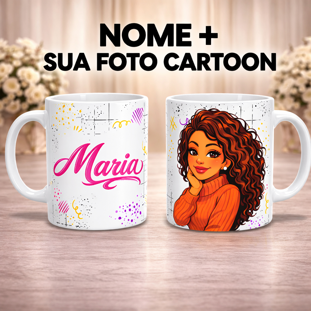 Caneca com Nome e Foto Caricatura/Cartoon | Presente Criativo em Oferta na Shopee