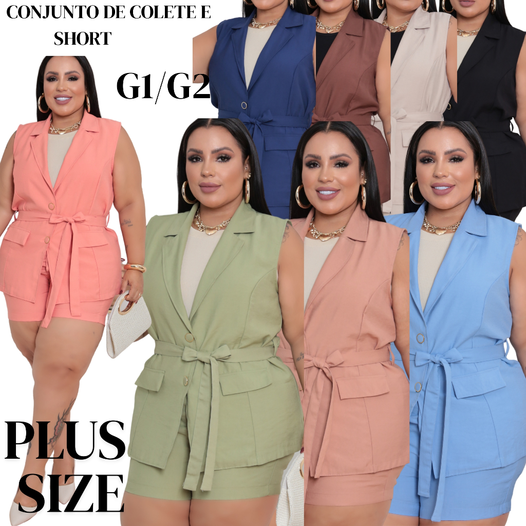 ✨Conjunto Feminino Blazer Colete+Short alfaiataria ELEGANTE/CASUAL/FORMAL/VERSÁTIL/LUXO-G1 E G2=ENVIO IMEDIATO✨