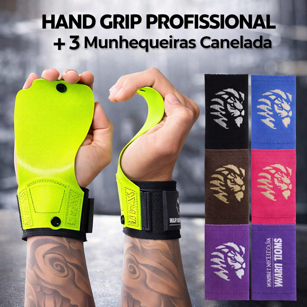 Kit Hand Grip Crossfit Premium + 3 Munhequeiras Seca Suor Musculação | Grip Crossfit Resistente