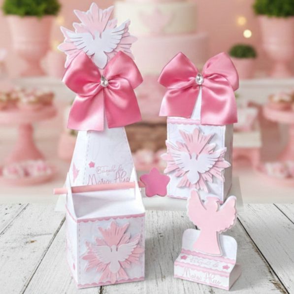 Lembrancinhas Personalizada Batismo/batizado MENINA|Aniversário|Decoração|Festa| Caixas Prontas | 3D