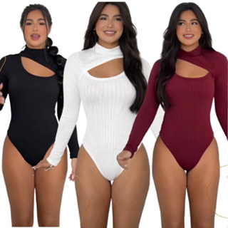 Kit 3 Body Feminino Manga Longa Gola Alta Decote Busto Anarruga Fashion Blogueira Sem Bojo Inverno em Oferta na Shopee