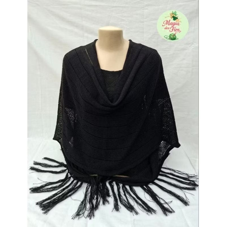 Xale Preto em lã 100% acrílico