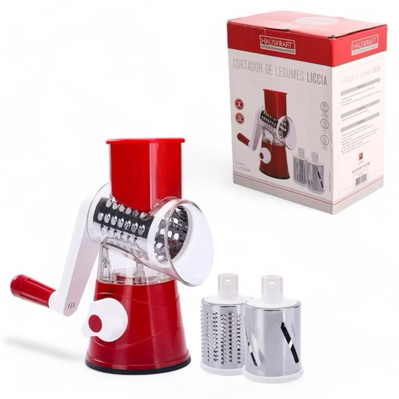 Cortador de Legumes com Manivela - Versatilidade e Precisão com Lâminas Intercambiáveis