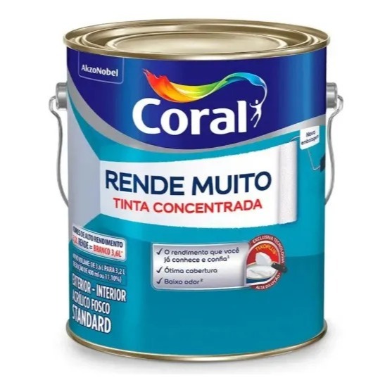 Tinta cromio Coral Acrílica Fosca Rende Muito 3,6l Original