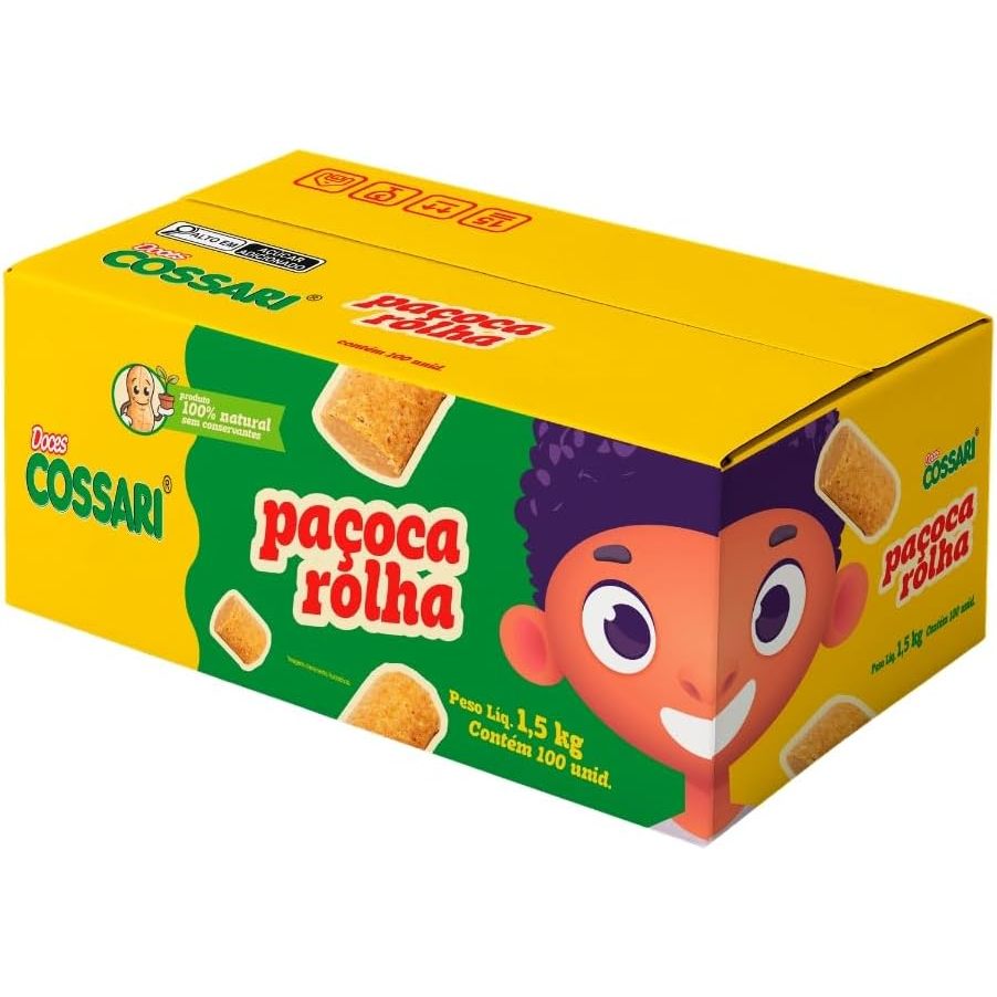 Paçoca Rolha Cossari Caixa com 100 unidades 1,5Kg