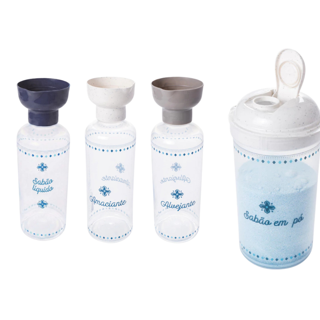 Conjunto Lavanderia Floral Orquídea Porta Sabão Líquido Alvejante Amaciante Sabão Em Pó Cesto
