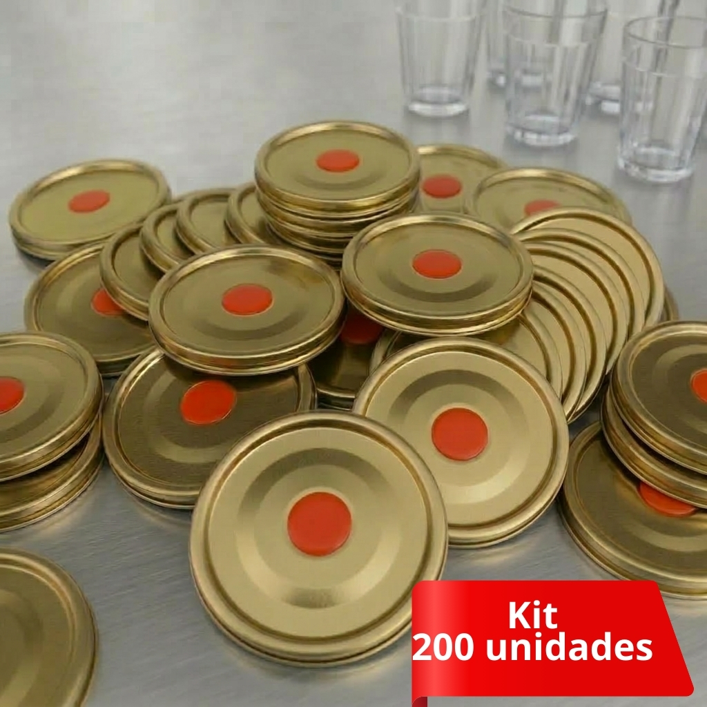 200 Tampas Metálicas 67mm p/ Copo Americano 190ml - Vedação Vácuo