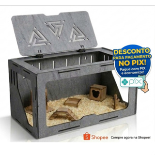 Terrario para Hamster Alojamento Grande de 70x42x40 para Roedores c/Acessórios em Oferta na Shopee