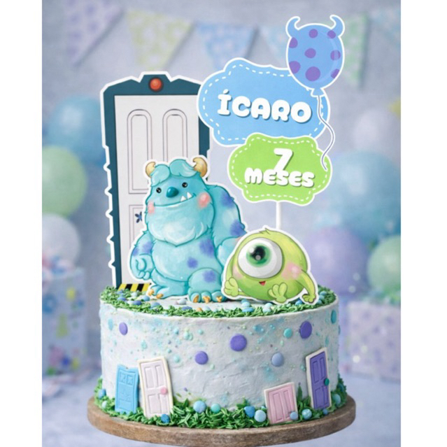 Topo de Bolo Personalizado Monstros S.A Baby Cut | Topper Aniversário Infantil e Mêsversário - Todos os temas
