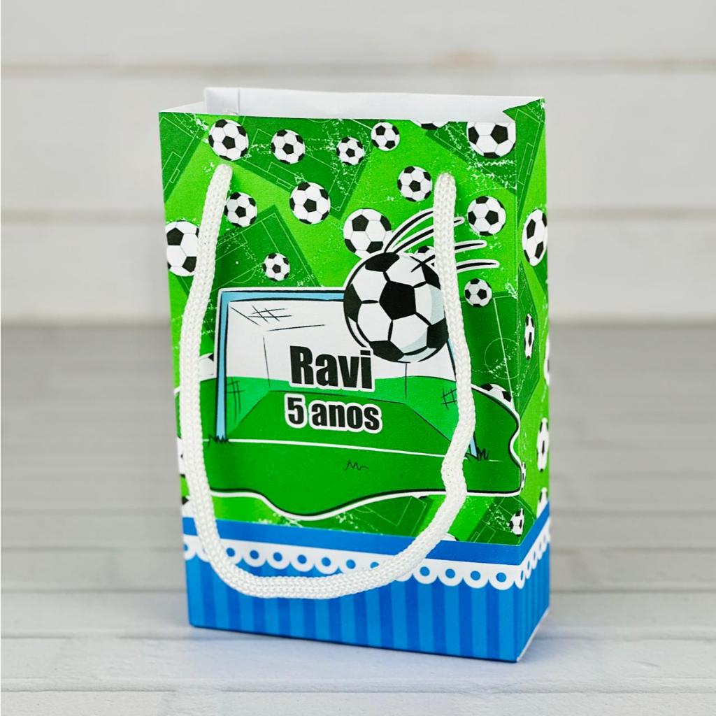 Sacolinha Personalizados Futebol Aquarela (PEGUE E MONTE) / Lembrancinha Mimos Festa Aniversário Infantil