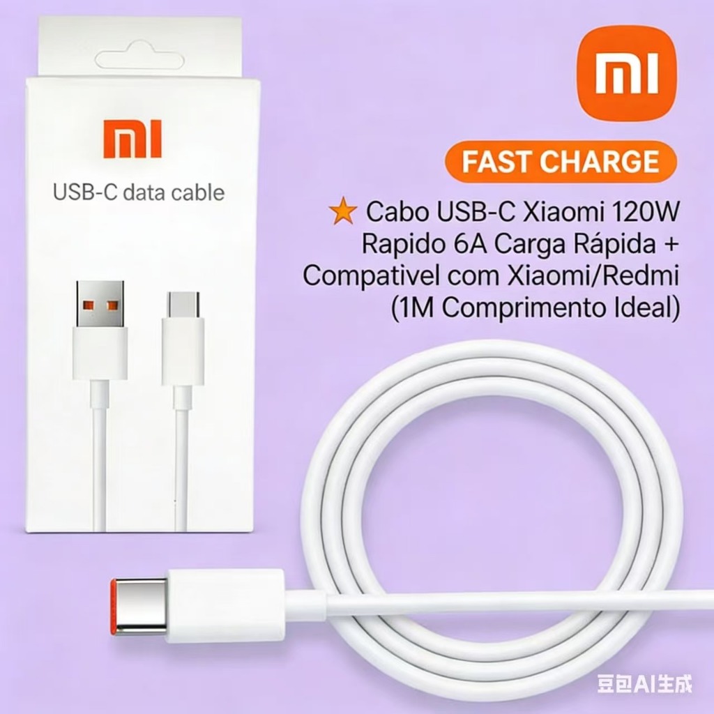 Cabo Turbo 6A para Xiaomi 1m USB Tipo-C ou Tipo-C x Tipo-C| Carregamento Rápido e Dados em Oferta na Shopee