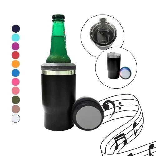 Copo Térmico 3 em 1 Long Neck Com Caixa De Som Bluetooth 420ml Aço Inox caixa de som copo