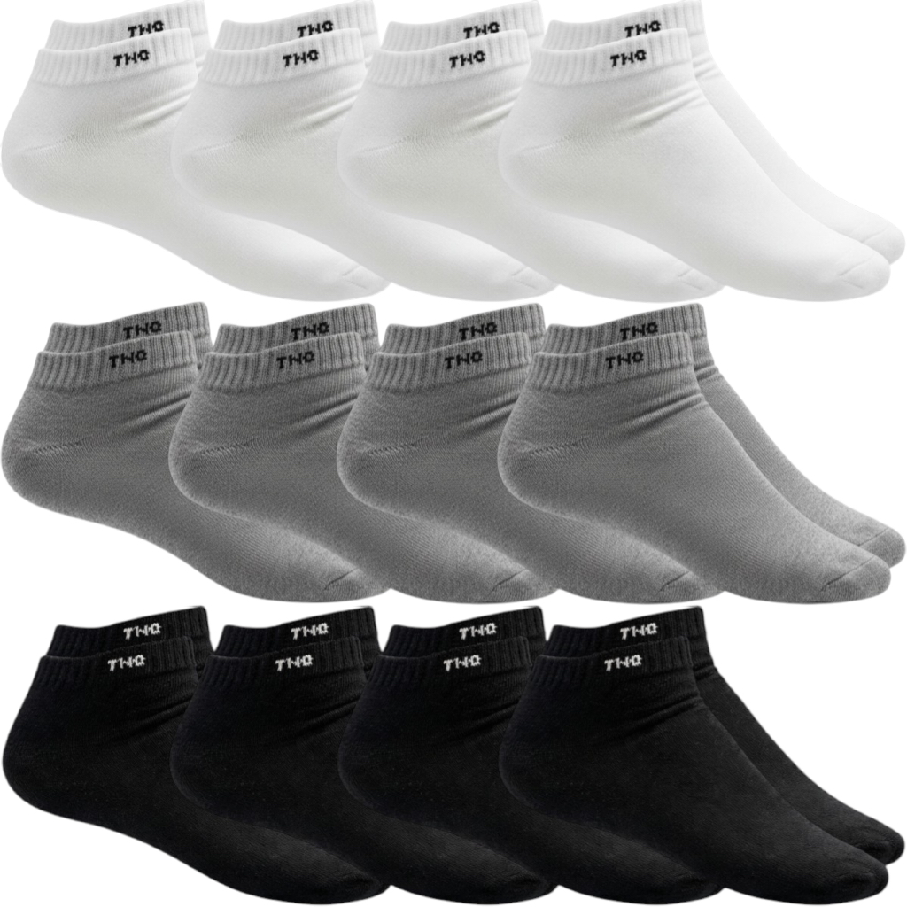 Kit 12 Pares de Meia Algodão Lisa Cano Curto Casual 39-43