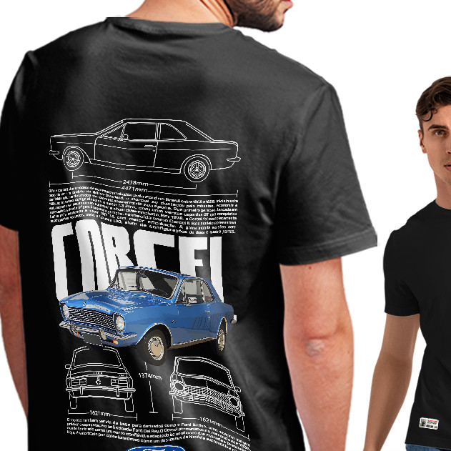 Camiseta Ford Corcel, Carros Clássicos, Automobilismo, Velocidade, 100% Algodão