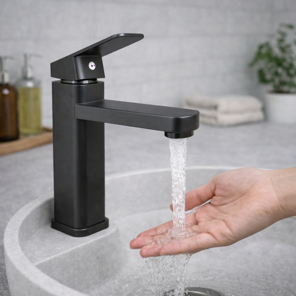 Torneira Monocomando para Banheiro Preta Fosca Misturador Moderno em Oferta na Shopee