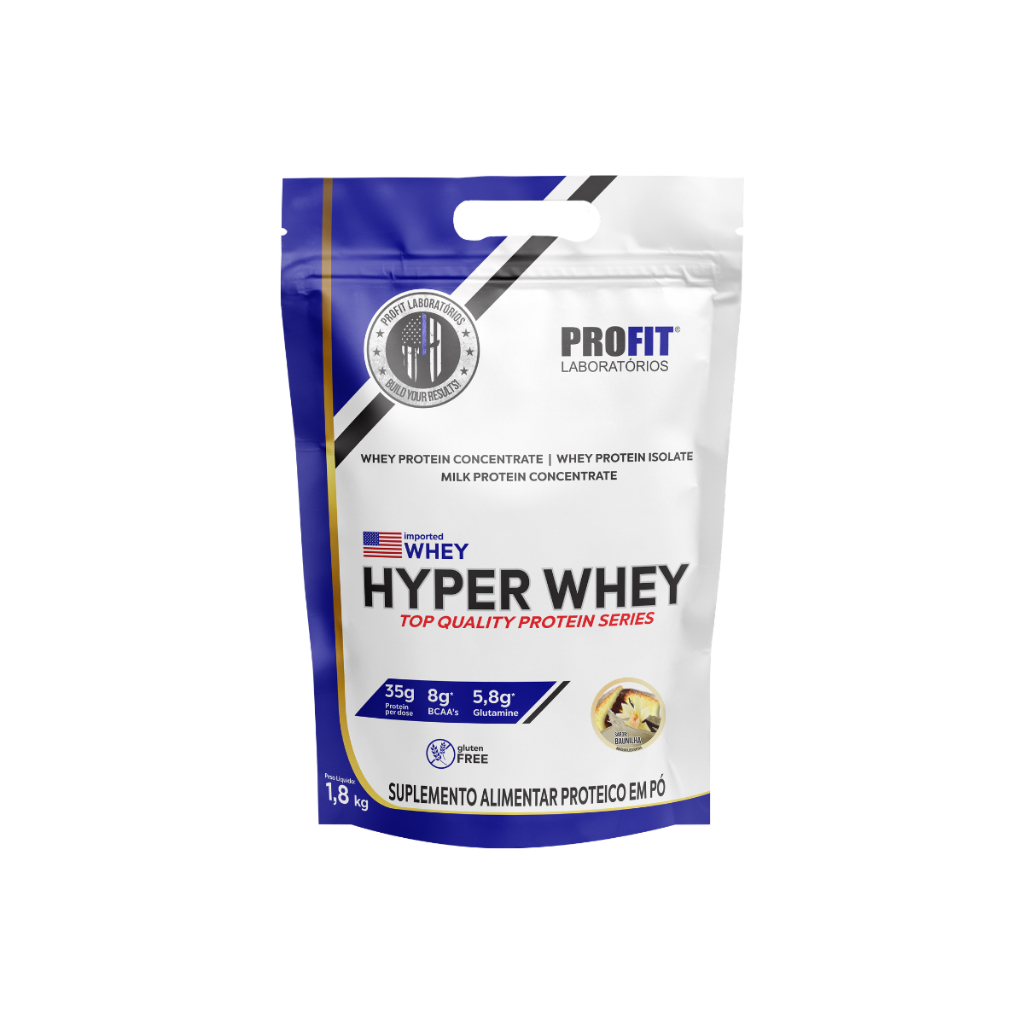 Hyper Whey Protein Profit Labs 1,8kg Whey Protein BCAA Recuperação Muscular Energia Treinos em Oferta na Shopee