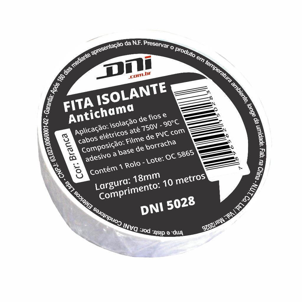 Fita Isolante em PVC Branca 10m - DNI 5028