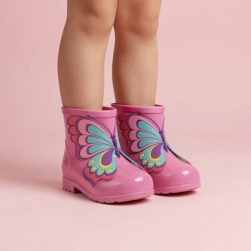 Galochas Infantil Meninas Criança Leve Chuva Impermeável Bota Cano Baixo Delicadas