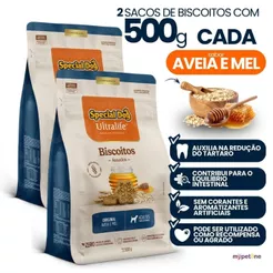 2 Biscoito Special Dog Ultralife para Cães Adultos Aveia e Mel 500g Petisco Nutritivo para Cachorro