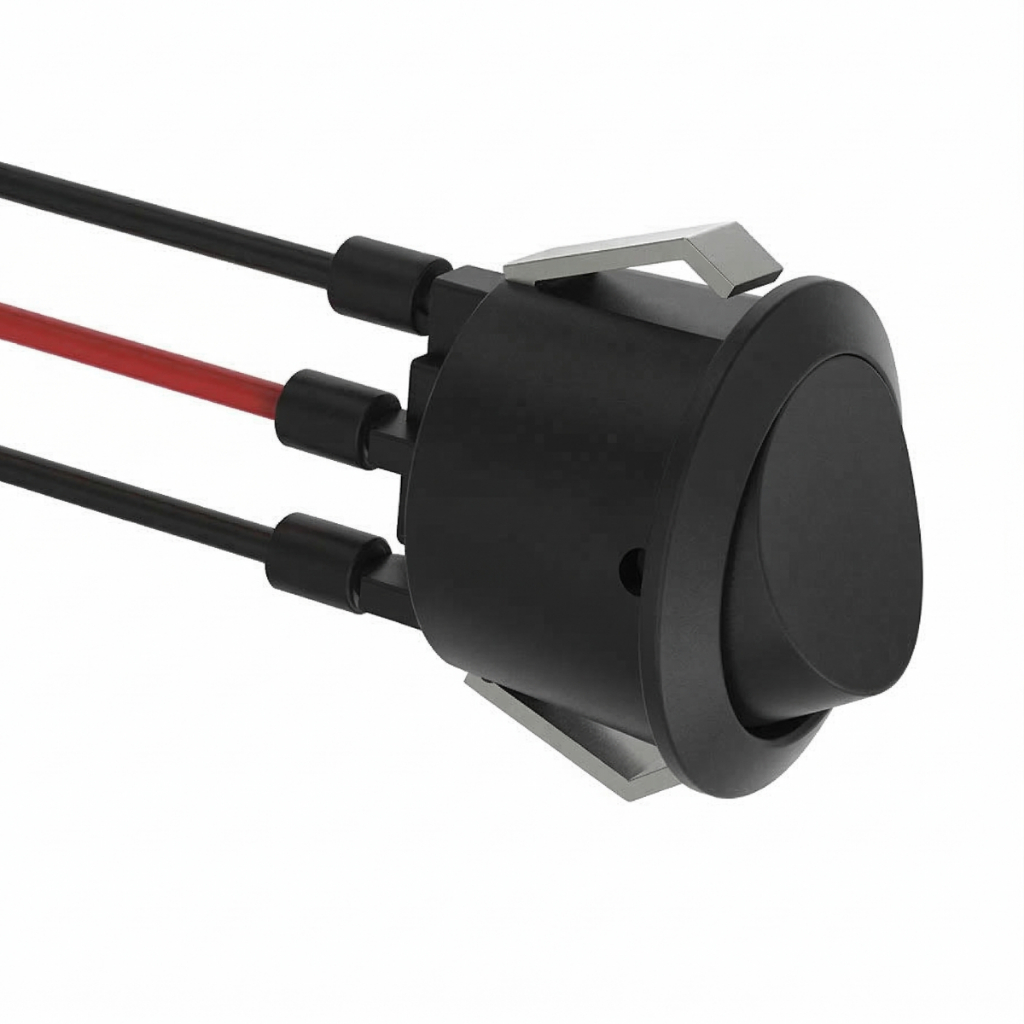 Interruptor Botão 3 Fios Paralelo Preto 6A Embutir Soprano 127v 220v Rabicho Cabeceira Móveis Painel Liga Desliga Chave